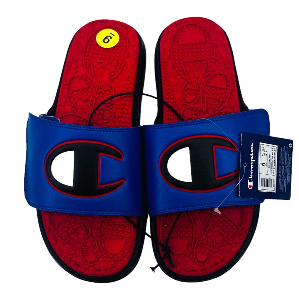 Champion Men's Slides Velcro Top Blue Size 9 - Picture 4 of 5